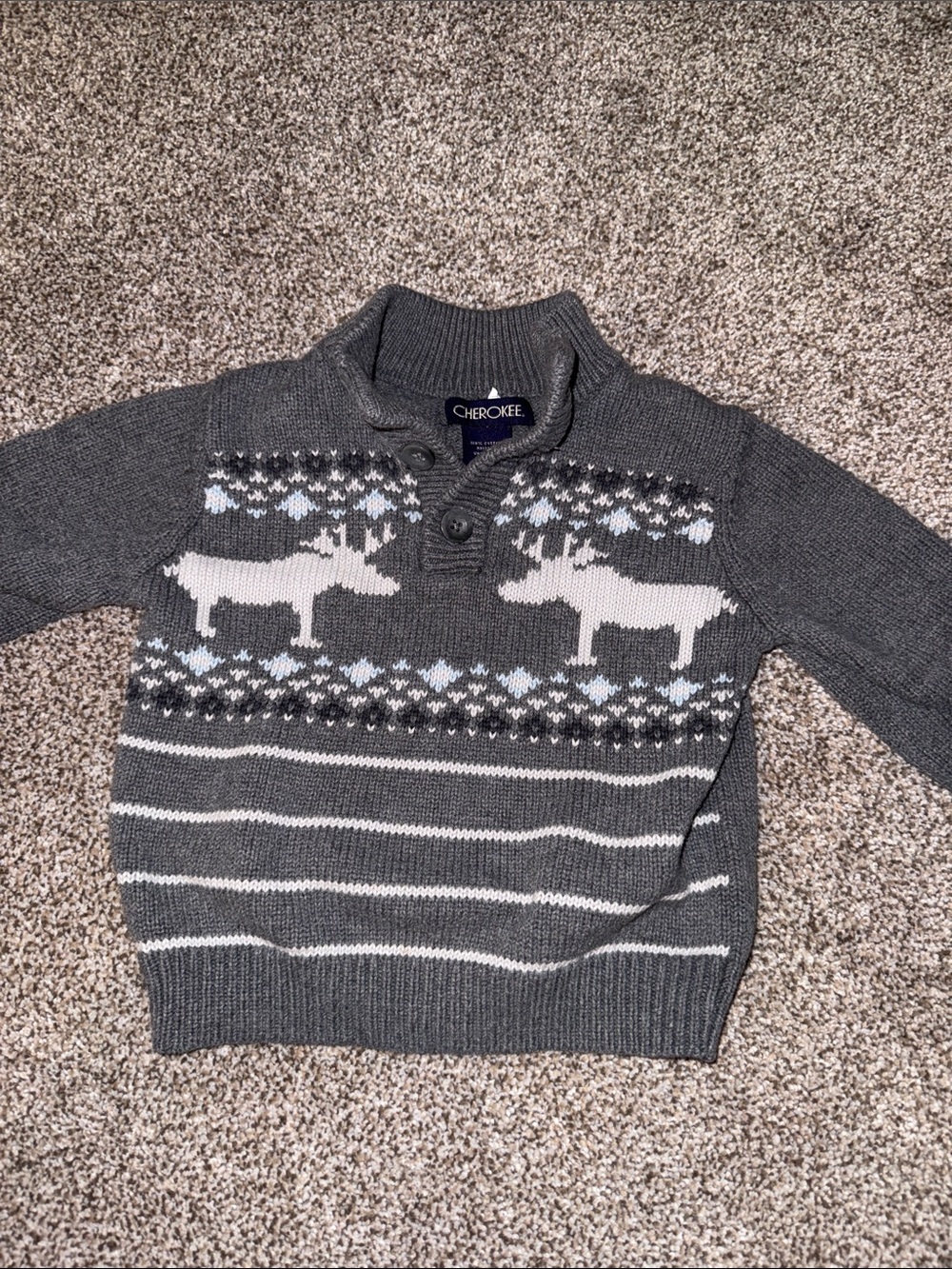 Cherokee Gray Fair Isle Turtleneck Moose Knit Sweater